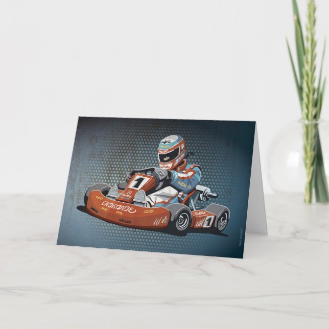 Går-Kart motorisk tävla för hälsningkortet Kort (Framsida)