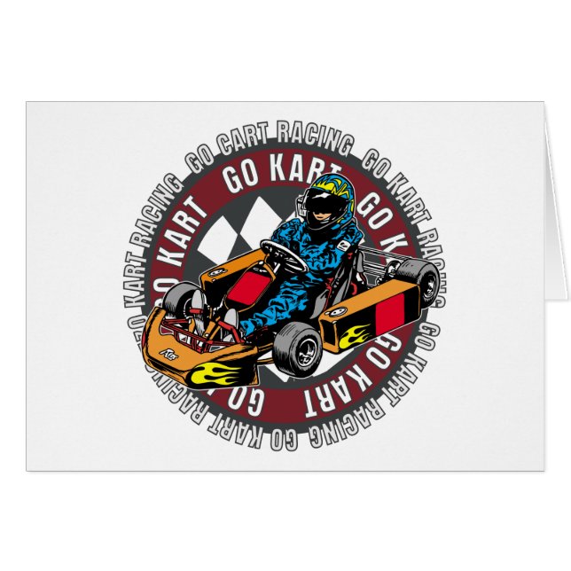 Går Kart tävla Hälsningskort (Framsidan Horizontal)