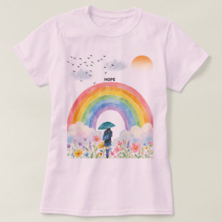 Går mot regnbågar – "HOPP" Akvarellillustration T Shirt