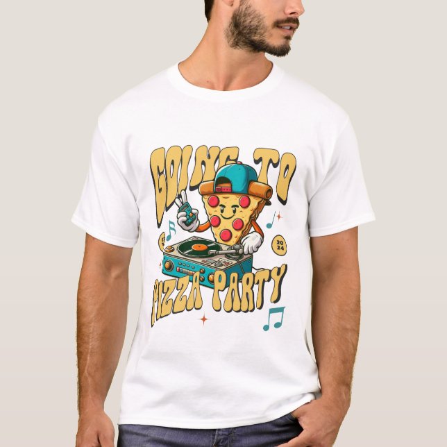 Går på pizzafest t shirt (Framsida)