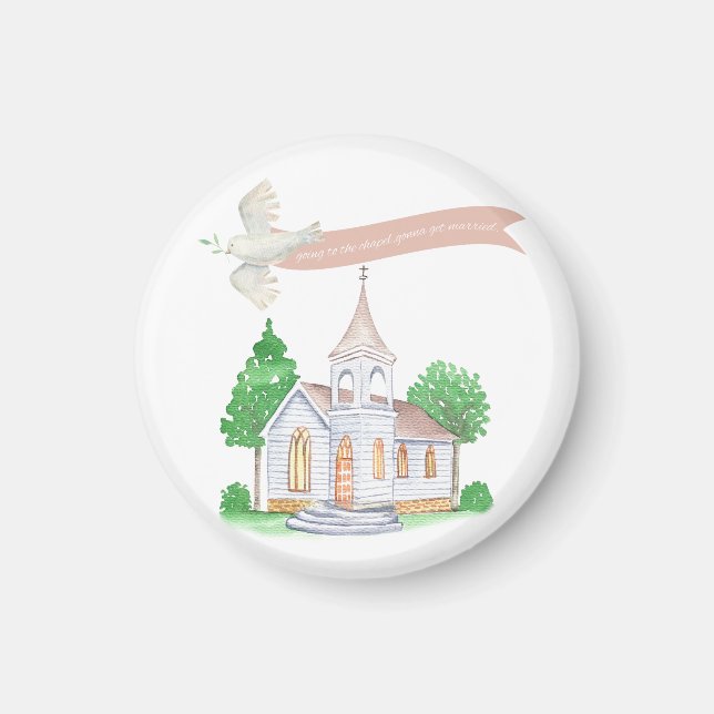 Går till kapellet Ska Gifta Mig Design Magnet (Framsidan)