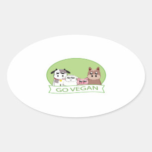 Går veganen ovalt klistermärke