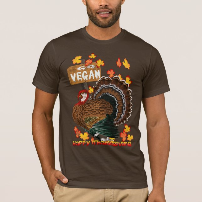Går veganen! Thanksgivingskjortor T Shirt (Framsida)
