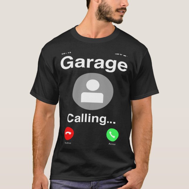 Garage anropar bilens automatiska mekanism t shirt (Framsida)