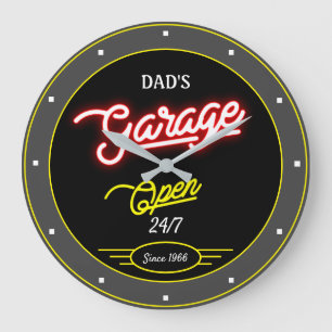 Garage any Namn Retro sedan Open Grått Black Stor Klocka