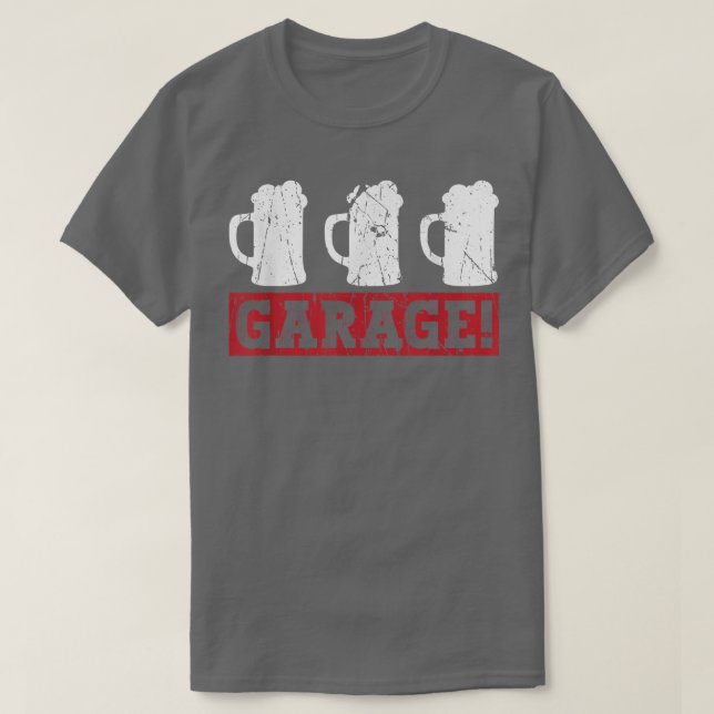 Garage Beer Pappa Fars dag Beer Drinker  T Shirt (Design framsida)
