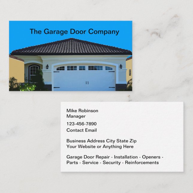 Garage Door Services And Repair Business Cards Visitkort (Fram/baksida)
