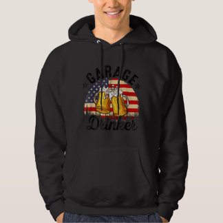 Garage Drinker American Flagga Pappa Manar Garage  Hoodie