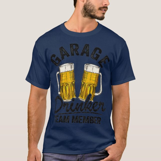 Garage Drinker Team Medlemsdag som dricker Pappa B T Shirt (Framsida)