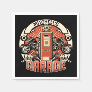 Garage för Biker av motorcykel med eget namn Retro Pappersservett