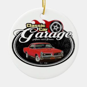 Garage för klassikerbil GTO Julgransprydnad Keramik