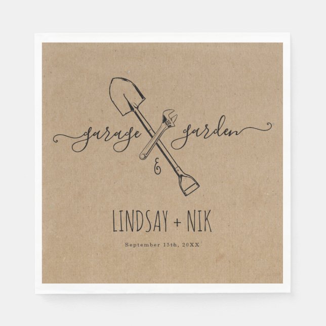 Garage & Garden Bröllop / Par-slutsfest Pappersservett (Framsidan)