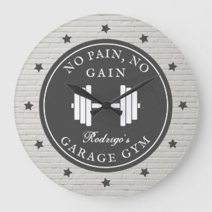 Garage Home Gym Workout Fitness Barbell Namn Stor Klocka
