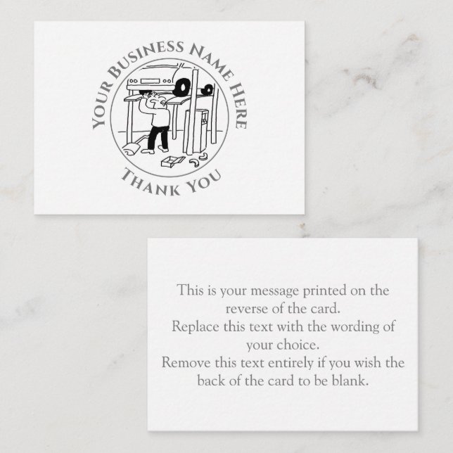 Garage Mechanic Tackkort Card Anteckningskort (Fram/baksida)