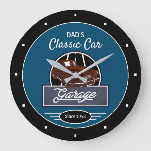 Garage Pappa eller någon Namn Classic Car Garage Stor Klocka