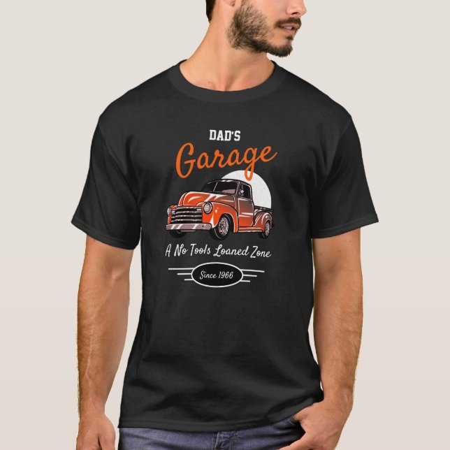 Garage Pappa Fifties Chevy Funny Slogan Orange T Shirt (Framsida)