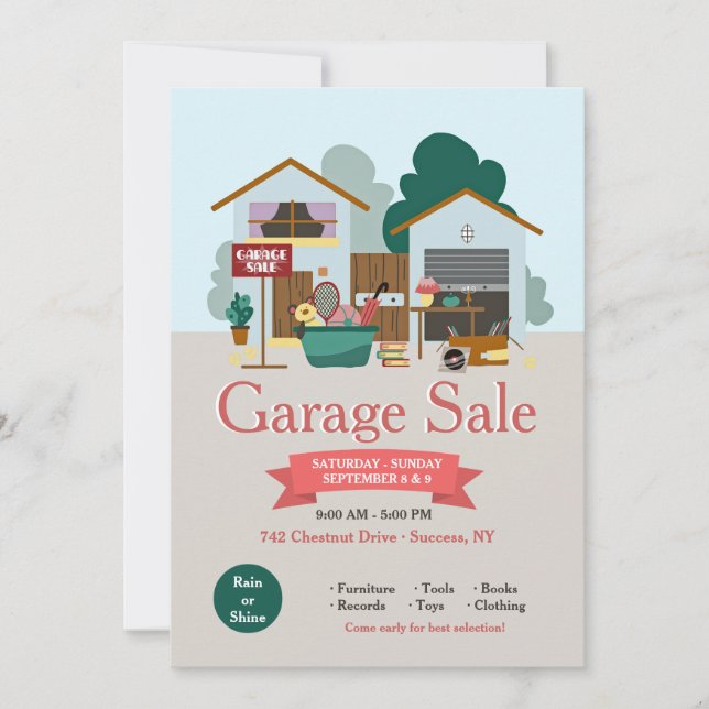 Garage Sale Announcement Inbjudningar (Framsida)