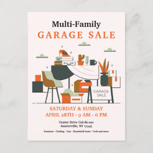 Garage Sale Postcard Meddelande Vykort