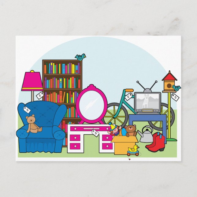 Garage Sale Saker Vykort (Framsida)