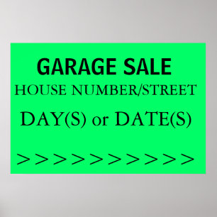 GARAGE SALE SIGN - höger Pil Poster