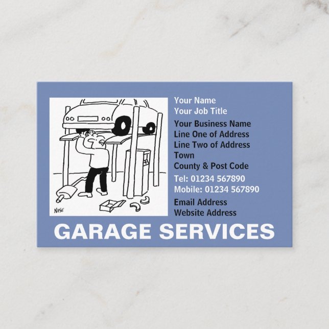 Garage Services Tecknad Visitkort (Framsida)