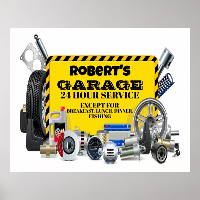 Garage Sign Humor Poster (Framsidan)