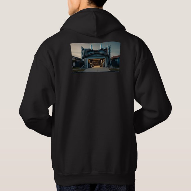 Garage Tech Upgrade svart hoodie med kapuschong bk (Baksida)