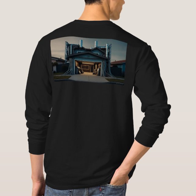 Garage Tech Uppgradera herr svart långärmad skjort T Shirt (Baksida)