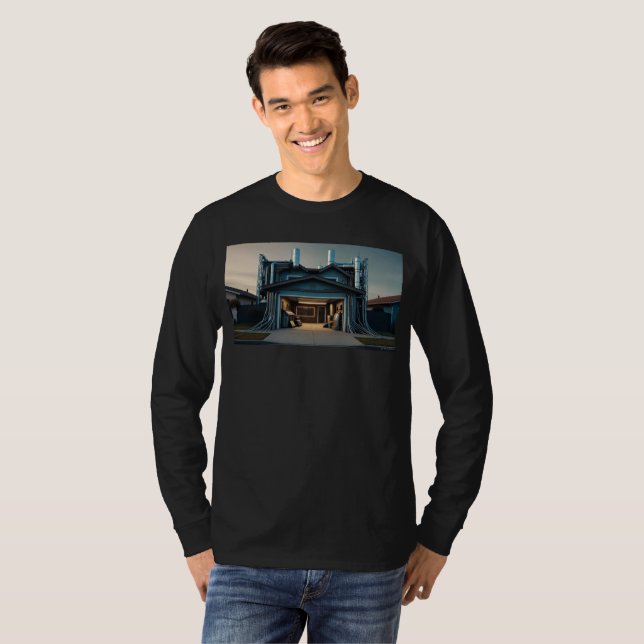 Garage Tech Uppgradera män svart långärmad skjorta T Shirt (Hel framsida)