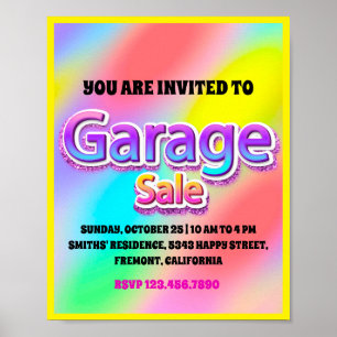 Garage Yard Sale Rosa Glitter Holografisk Rosa Poster