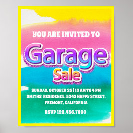 Garage Yard Sale Rosa Glitter Pastel Rand Poster
