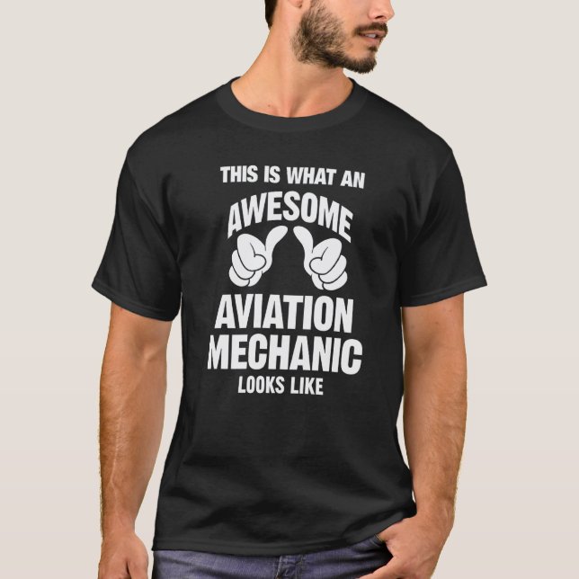 Garageflygmekaniker Awesome ser rolig ut T Shirt (Framsida)