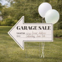 Garageförsäljning Pilskylt med anpassad adress och