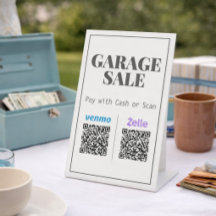Garageförsäljning QR-kod Betalning Skylt Bordsskyl
