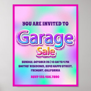 Garageutförsäljning Rosa Glitter Holografisk Poster