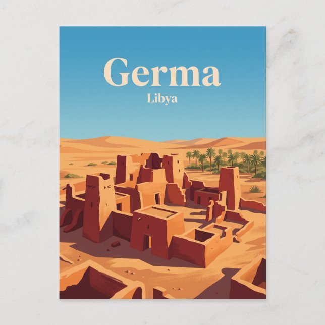 Garamantes huvudstadsruiner Libyen Vykort (Framsida)