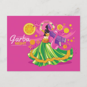 Garba Night Dancer, rosa Inbjudan Vykort