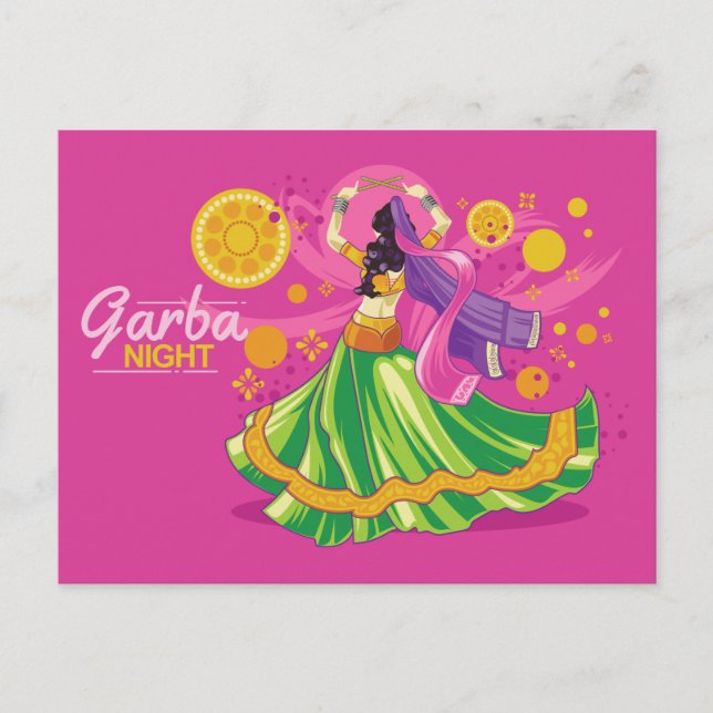 Garba Night Dancer, rosa Inbjudan Vykort (Framsida)