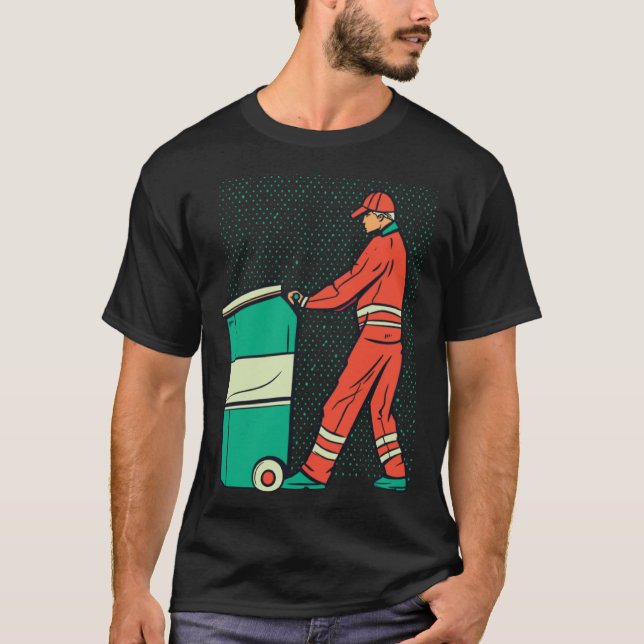 Garbage Man Cleaning Housekeeping T Shirt (Framsida)