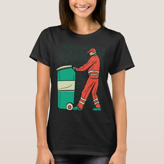 Garbage Man Cleaning Housekeeping T Shirt (Framsida)