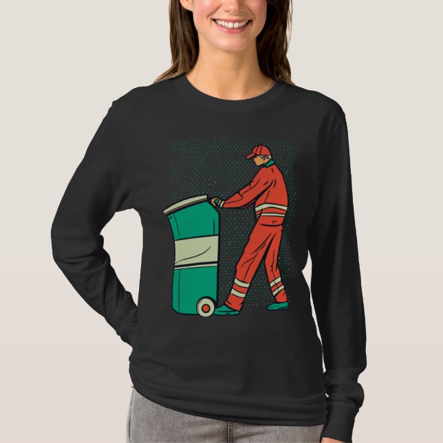 Garbage Man Cleaning Housekeeping T Shirt (Framsida)