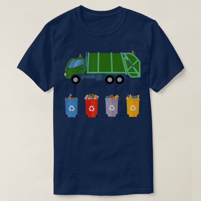 Garbage recycling trash truck girls and boys  t shirt (Design framsida)