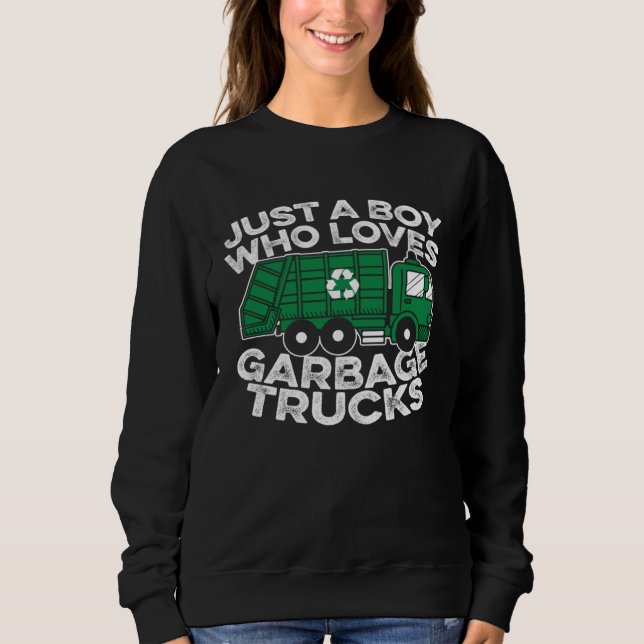 Garbage Truck  Driver Just A Boy Who Loves Garbage T Shirt (Framsida)