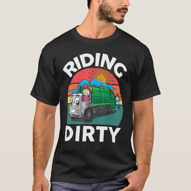 Garbage Truck-Shirt Riding-Dirty Kid Boy Toddler F T Shirt (Framsida)