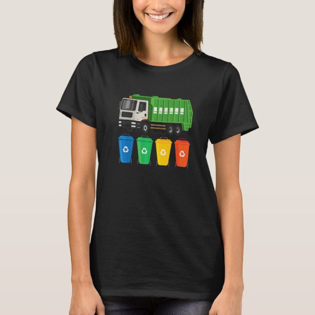 Garbage Truck  Truck Trash Recycling  Waste Manage T Shirt (Framsida)