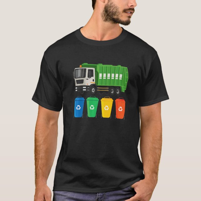 Garbage Truck  Truck Trash Recycling  Waste Manage T Shirt (Framsida)