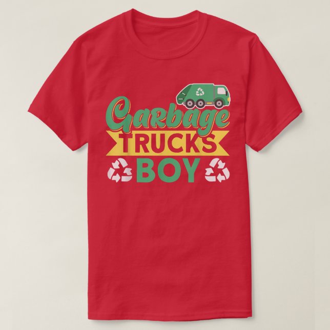 Garbage Trucks Boy Waste Management Garbage Truck  T Shirt (Design framsida)