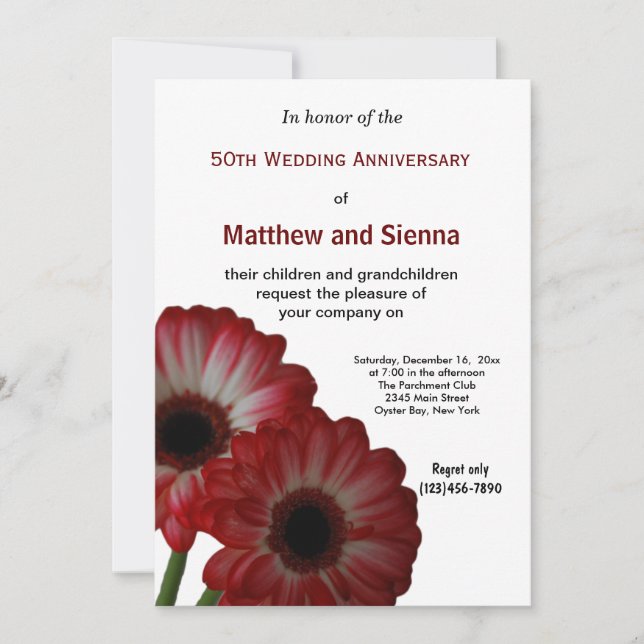 Garbera-årsdagen Inbjudningar (Framsida)