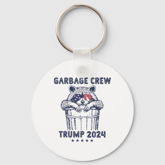 Garbyge Crew Vote Trump 2024 Finny Republican Racc Nyckelring (Framsida)