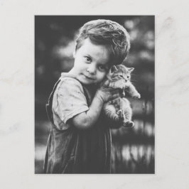 Garçon et chaton vykort